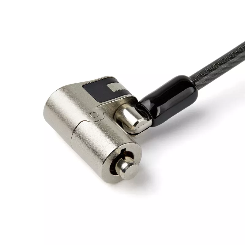 StarTech.com Candado de cable universal 3 en 1 para portátil de 2 m – Candado de cable de seguridad con llave para portátil/sobremesa, compatible con ranura K, Nano y Wedge – Candado de cable de acero antirrobo con llaves