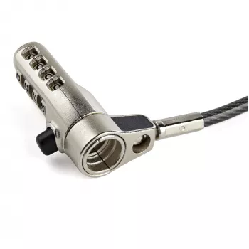 StarTech.com Candado de cable universal 3 en 1 para portátil de 6,5' (2 m) - Candado de seguridad de cable para portátil/sobremesa con combinación de 4 dígitos compatible con ranura K, Nano y Wedge - Cable de acero antirrobo