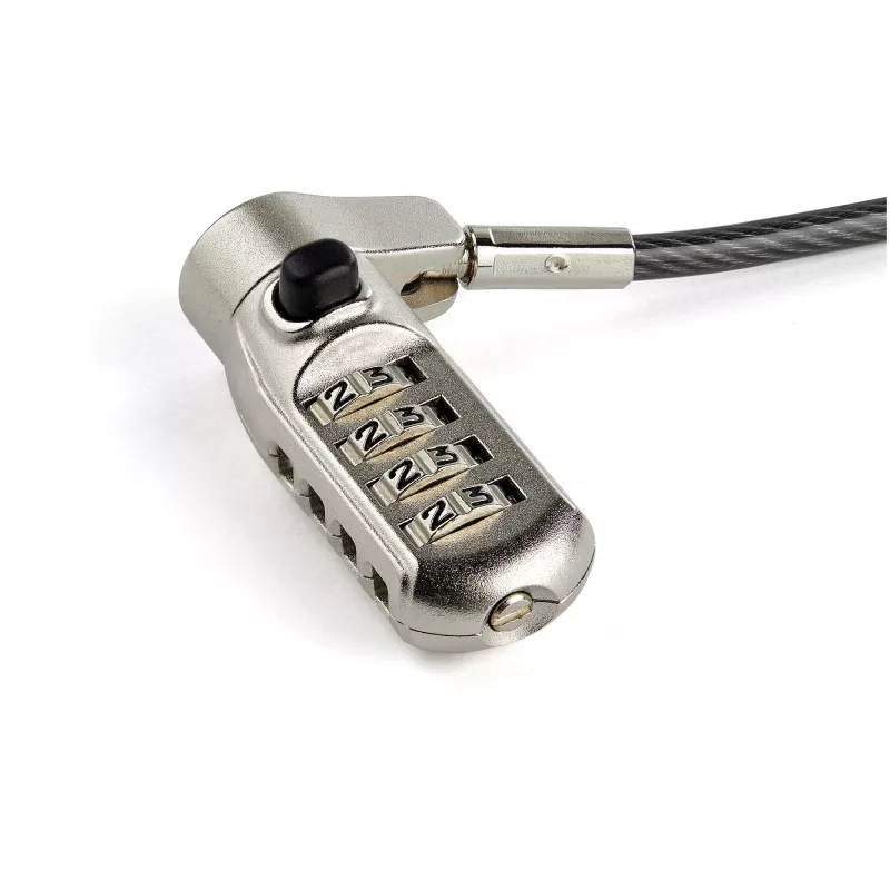 StarTech.com Candado de cable universal 3 en 1 para portátil de 6,5' (2 m) - Candado de seguridad de cable para portátil/sobremesa con combinación de 4 dígitos compatible con ranura K, Nano y Wedge - Cable de acero antirrobo