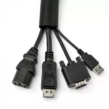 StarTech.com Funda de gestión de cables de 4,6 m - Enrollador de cables flexible en espiral - Funda expandible de 1,0-1,5 pulgadas de diámetro - Organizador/protector/ocultador de cables de poliéster - Organizador de cables negro recortable