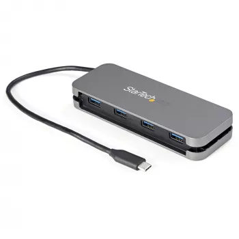 StarTech.com Hub USB C de 4 puertos - 4x USB-A - Hub USB 3.0 Type-C - USB 3.2 Gen 1 (5Gbps) - Hub USB-C a USB-A portátil alimentado por bus para portátil - Cable de 11.2 pulgadas (28,5 cm) con gestión de cables