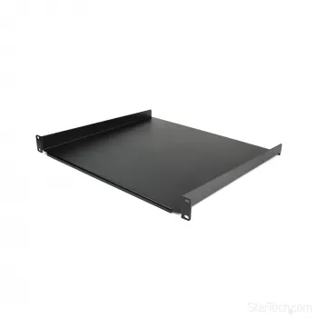 StarTech.com Estante para rack de servidor 1U - Estante de montaje en rack universal con brazo en voladizo para rack y armario de red de 19 pulgadas - Acero de alta resistencia – Capacidad de carga 20 kg - Bandeja de 16 pulgadas de profundidad, negro
