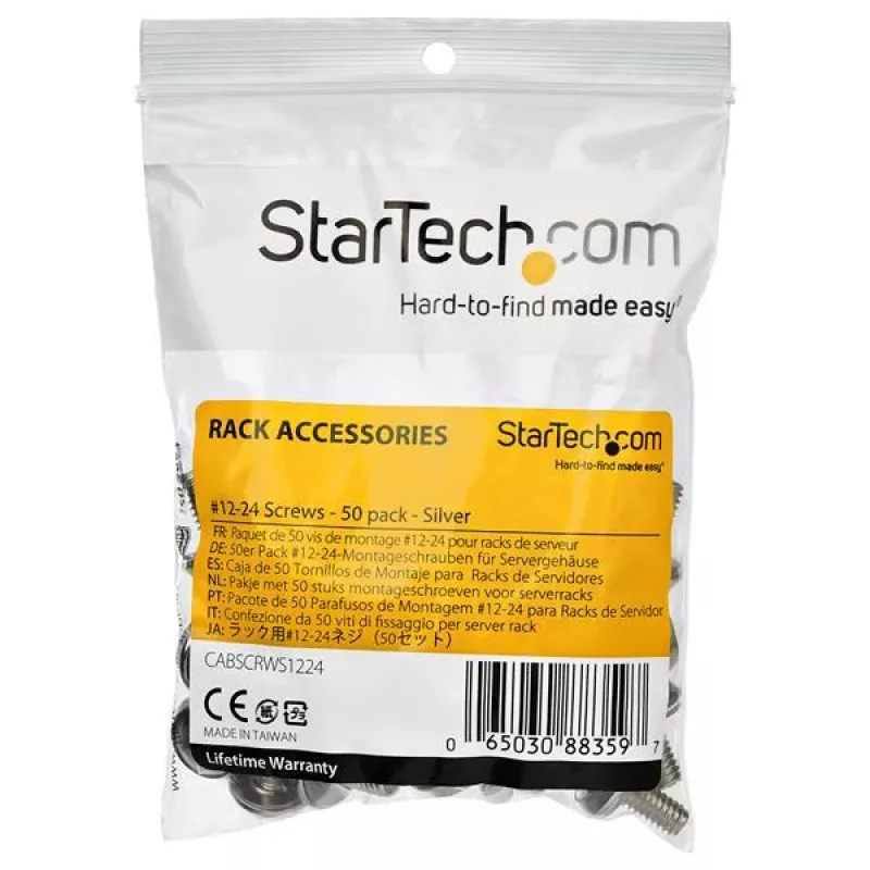 StarTech.com Tornillos para rack de servidor 12-24 – Pack de 50 – Niquelados
