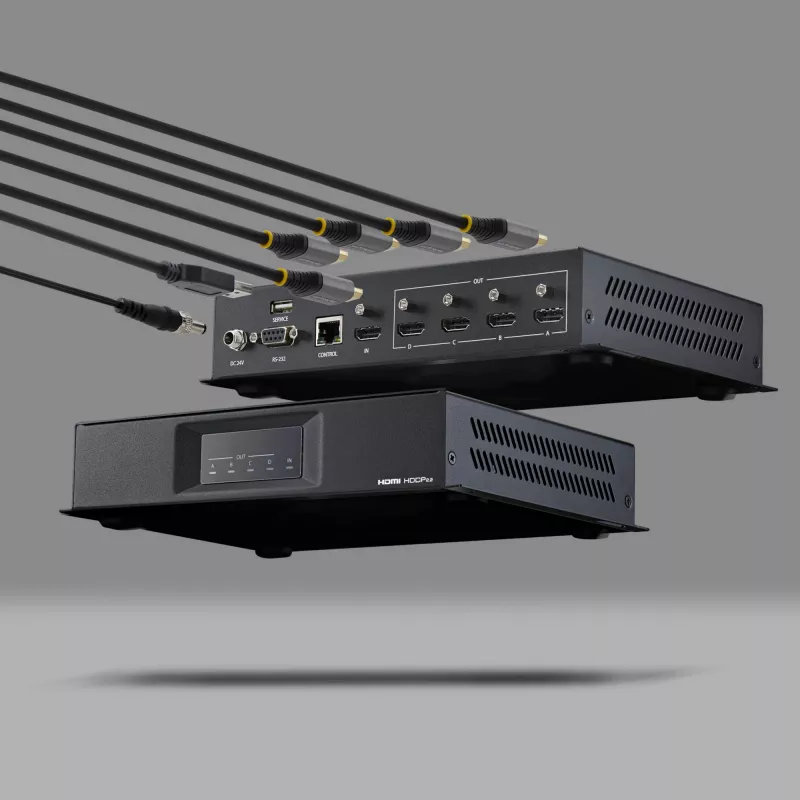 StarTech.com Controlador de videowall HDMI 2x2 – Entrada de vídeo HDMI 2.0 4K 60Hz a 4x salidas 1080p – Procesador de videowall para múltiples pantallas – Splitter de videowall – Control RS232/Ethernet