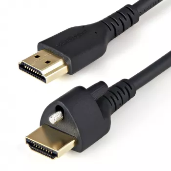 StarTech.com Cable HDMI de 0,9 m (3 ft) con tornillo de fijación – 4K 60Hz HDR – Cable para monitor HDMI 2.0 de alta velocidad con conector de tornillo de fijación para una conexión segura – Cable HDMI con Ethernet – M/M