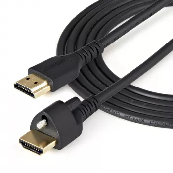 StarTech.com Cable HDMI de 0,9 m (3 ft) con tornillo de fijación – 4K 60Hz HDR – Cable para monitor HDMI 2.0 de alta velocidad con conector de tornillo de fijación para una conexión segura – Cable HDMI con Ethernet – M/M