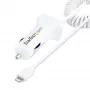 StarTech.com Cargador de coche Lightning con cable en espiral, cable en espiral Lightning de 1 m, 12 W, blanco, adaptador de carga de coche USB de 2 puertos para teléfonos y tablets, cargador de coche USB dual para iPhone