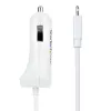 StarTech.com Cargador de coche Lightning con cable en espiral, cable en espiral Lightning de 1 m, 12 W, blanco, adaptador de carga de coche USB de 2 puertos para teléfonos y tablets, cargador de coche USB dual para iPhone