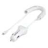 StarTech.com Cargador de coche Lightning con cable en espiral, cable en espiral Lightning de 1 m, 12 W, blanco, adaptador de carga de coche USB de 2 puertos para teléfonos y tablets, cargador de coche USB dual para iPhone