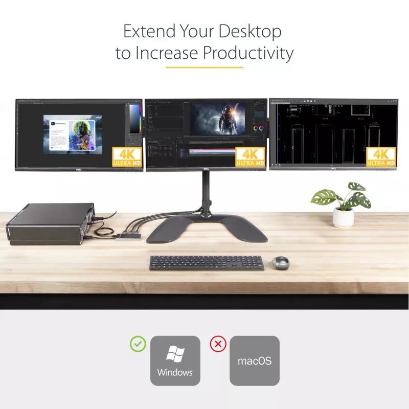 StarTech.com Adaptador multipantalla de 3 puertos – Splitter de vídeo DisplayPort 1.4 a 3x DisplayPort 4K – Doble o triple 4K – Hub MST DisplayPort para portátil/sobremesa para varios monitores – Solo para PCs con Windows