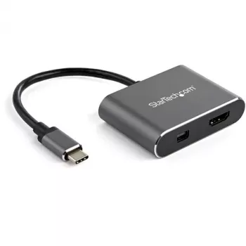 StarTech.com Adaptador de vídeo multipuerto USB-C – Adaptador de monitor USB-C a HDMI 2.0 o Mini DisplayPort 1.2 4K 60 Hz – Convertidor de pantalla USB Type-C 2 en 1 HDMI/MDP HBR2 HDR – Compatible con TB3