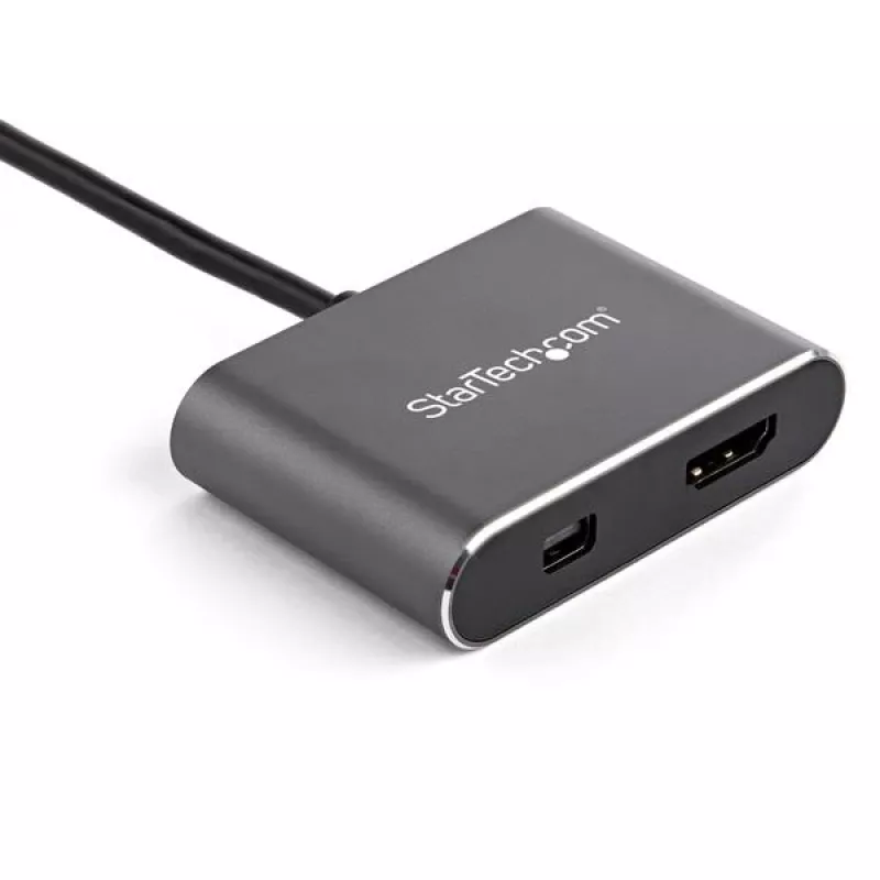 StarTech.com Adaptador de vídeo multipuerto USB-C – Adaptador de monitor USB-C a HDMI 2.0 o Mini DisplayPort 1.2 4K 60 Hz – Convertidor de pantalla USB Type-C 2 en 1 HDMI/MDP HBR2 HDR – Compatible con TB3