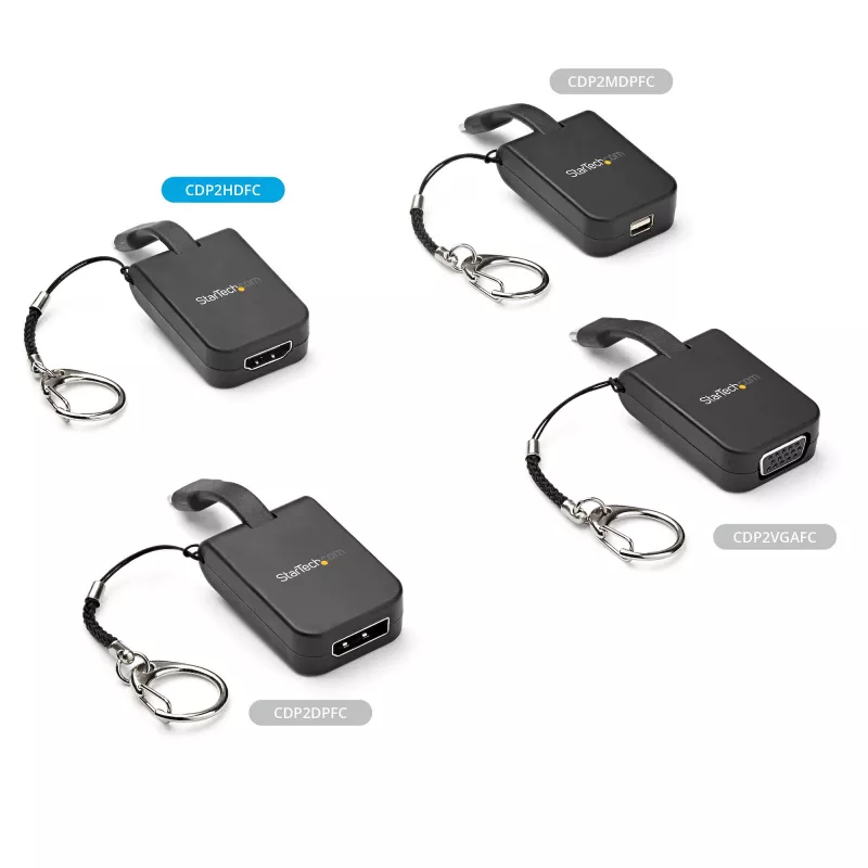 StarTech.com Adaptador USB-C a HDMI compacto – Convertidor de pantalla de vídeo USB Type-C a HDMI 4K 30Hz con anilla para llavero – Dongle USB-C DP Alt Mode a monitor HDMI – Compatible con Thunderbolt 3