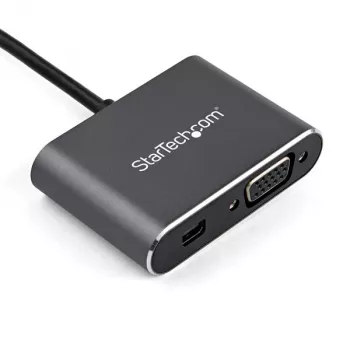StarTech.com Adaptador de vídeo multipuerto USB-C – Adaptador de monitor USB-C a Mini DisplayPort 1.2 4K 60Hz o VGA 1080p – Convertidor de pantalla USB Type-C 2 en 1 MDP HBR2 HDR/VGA – Compatible con TB3