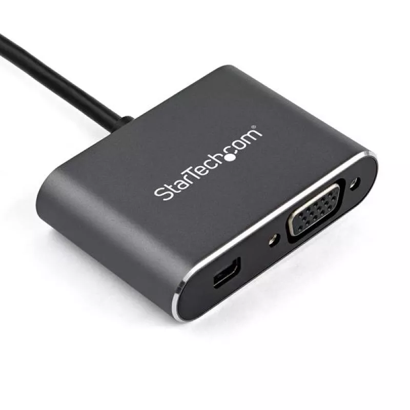 StarTech.com Adaptador de vídeo multipuerto USB-C – Adaptador de monitor USB-C a Mini DisplayPort 1.2 4K 60Hz o VGA 1080p – Convertidor de pantalla USB Type-C 2 en 1 MDP HBR2 HDR/VGA – Compatible con TB3