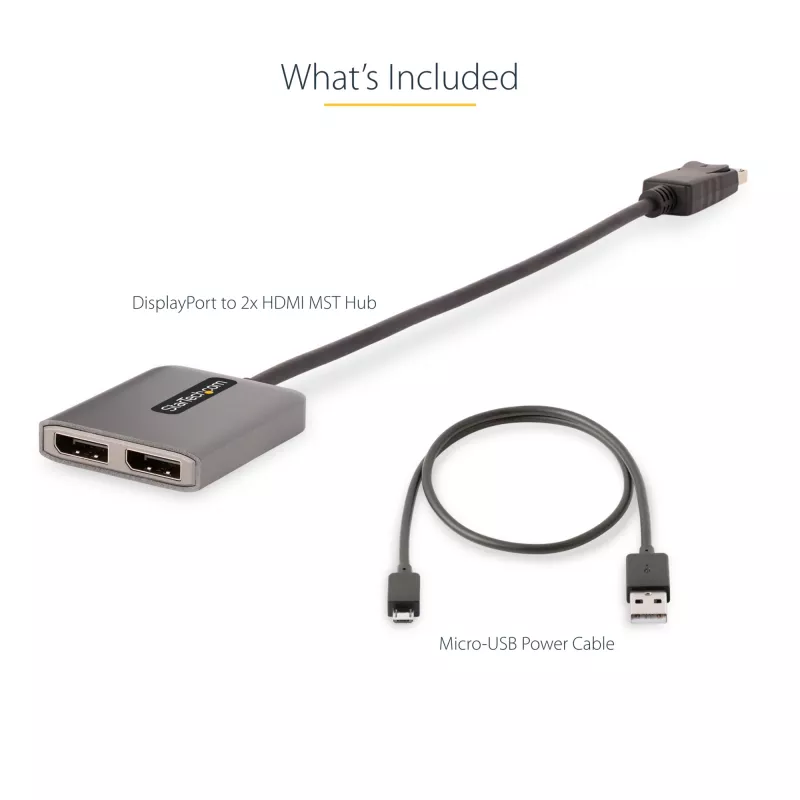 StarTech.com Hub DP a Dual HDMI MST - Dual HDMI 4K 60Hz - Adaptador DisplayPort multipantalla con cable de 30 cm - Hub Multi Stream Transport DP 1.4, DSC | HBR3 - Splitter DP a HDMI