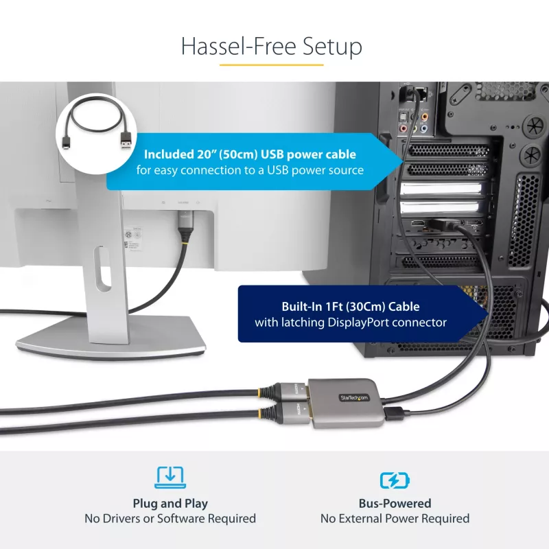 StarTech.com Hub DP a Dual HDMI MST - Dual HDMI 4K 60Hz - Adaptador DisplayPort multipantalla con cable de 30 cm - Hub Multi Stream Transport DP 1.4, DSC | HBR3 - Splitter DP a HDMI