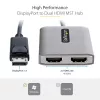 StarTech.com Hub DP a Dual HDMI MST - Dual HDMI 4K 60Hz - Adaptador DisplayPort multipantalla con cable de 30 cm - Hub Multi Stream Transport DP 1.4, DSC | HBR3 - Splitter DP a HDMI