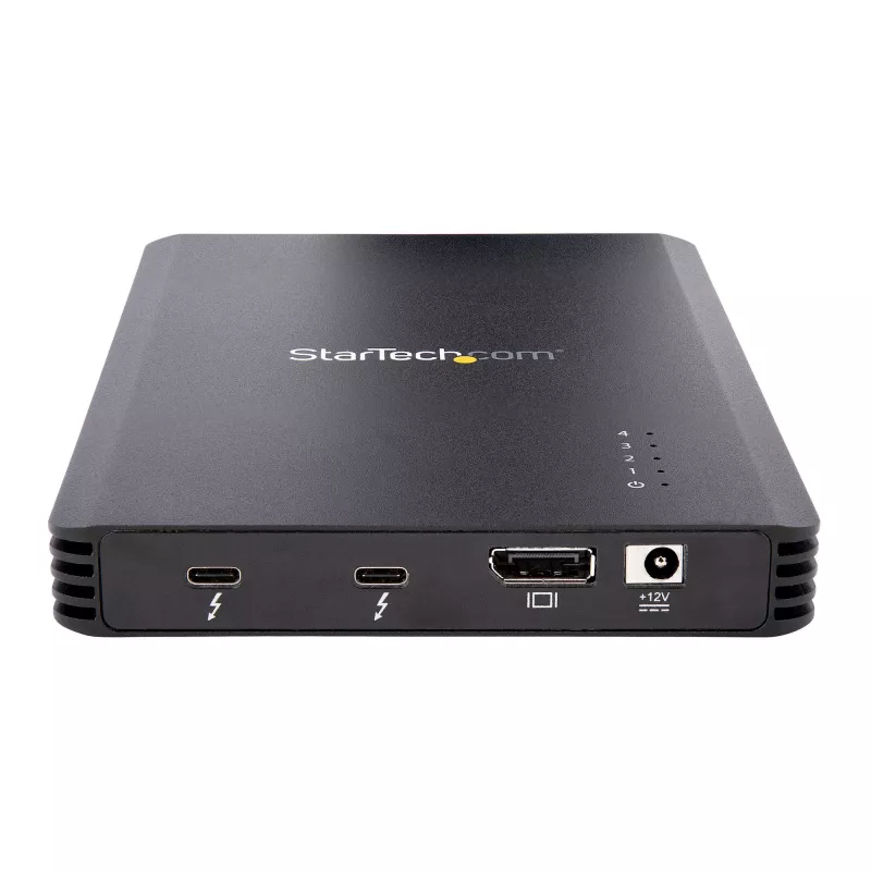 StarTech.com Carcasa Thunderbolt 3 NVMe de 4 bahías, Para unidades SSD M.2 NVMe, 1x DisplayPort Vídeo/ 2x Puertos TB3 Downstream, 40 Gbit/s, Fuente de alimentación de 72W, Carcasa externa para disco duro
