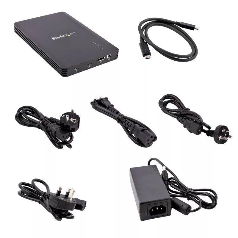 StarTech.com Carcasa Thunderbolt 3 NVMe de 4 bahías, Para unidades SSD M.2 NVMe, 1x DisplayPort Vídeo/ 2x Puertos TB3 Downstream, 40 Gbit/s, Fuente de alimentación de 72W, Carcasa externa para disco duro