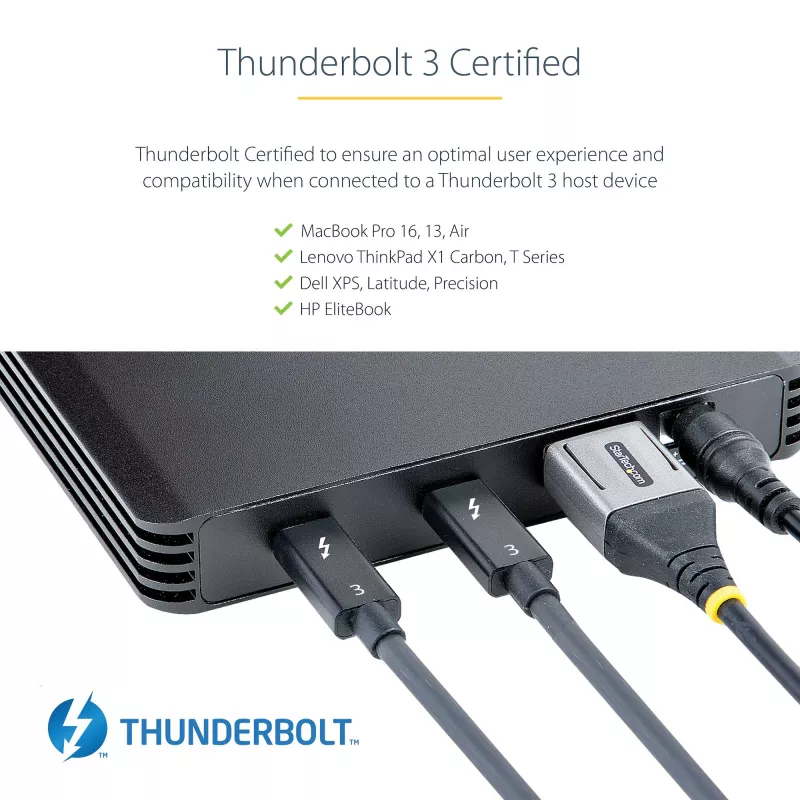 StarTech.com Carcasa Thunderbolt 3 NVMe de 4 bahías, Para unidades SSD M.2 NVMe, 1x DisplayPort Vídeo/ 2x Puertos TB3 Downstream, 40 Gbit/s, Fuente de alimentación de 72W, Carcasa externa para disco duro