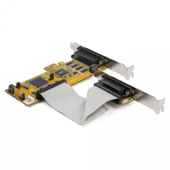 StarTech.com Tarjeta adaptadora serie RS232 PCI Express de 8 puertos, tarjeta serie PCIe RS232, UART 16C1050, tarjeta controladora/expansora serie DB9 de perfil bajo, protección ESD de 15 kV, solo Windows – TAA
