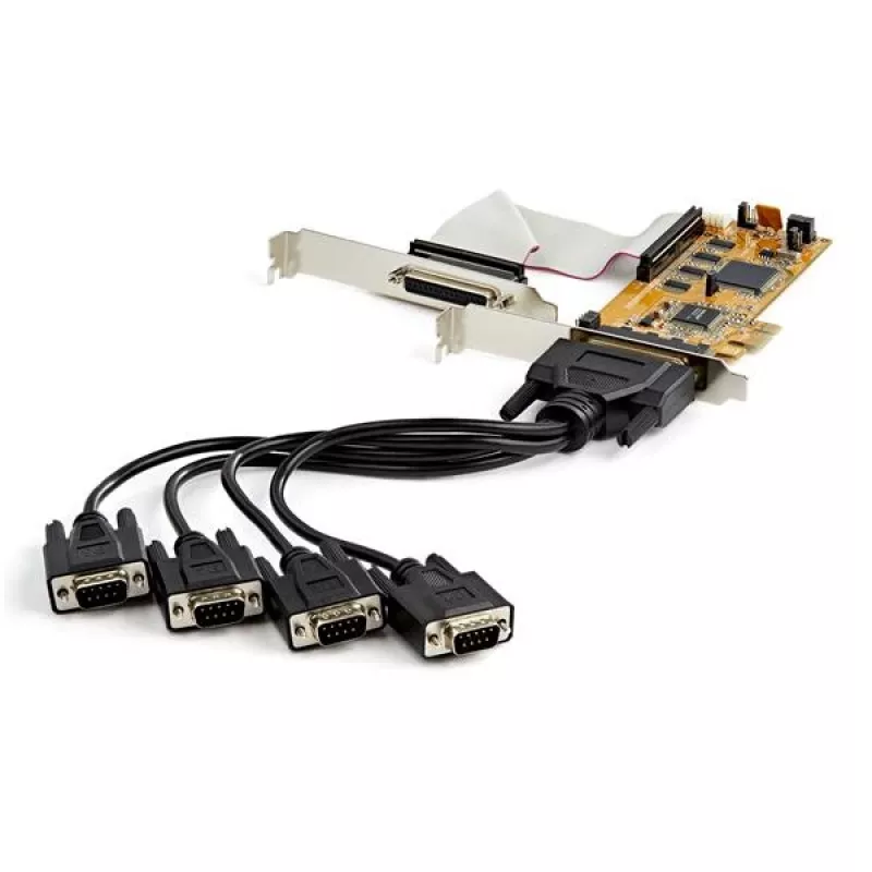 StarTech.com Tarjeta adaptadora serie RS232 PCI Express de 8 puertos, tarjeta serie PCIe RS232, UART 16C1050, tarjeta controladora/expansora serie DB9 de perfil bajo, protección ESD de 15 kV, solo Windows – TAA