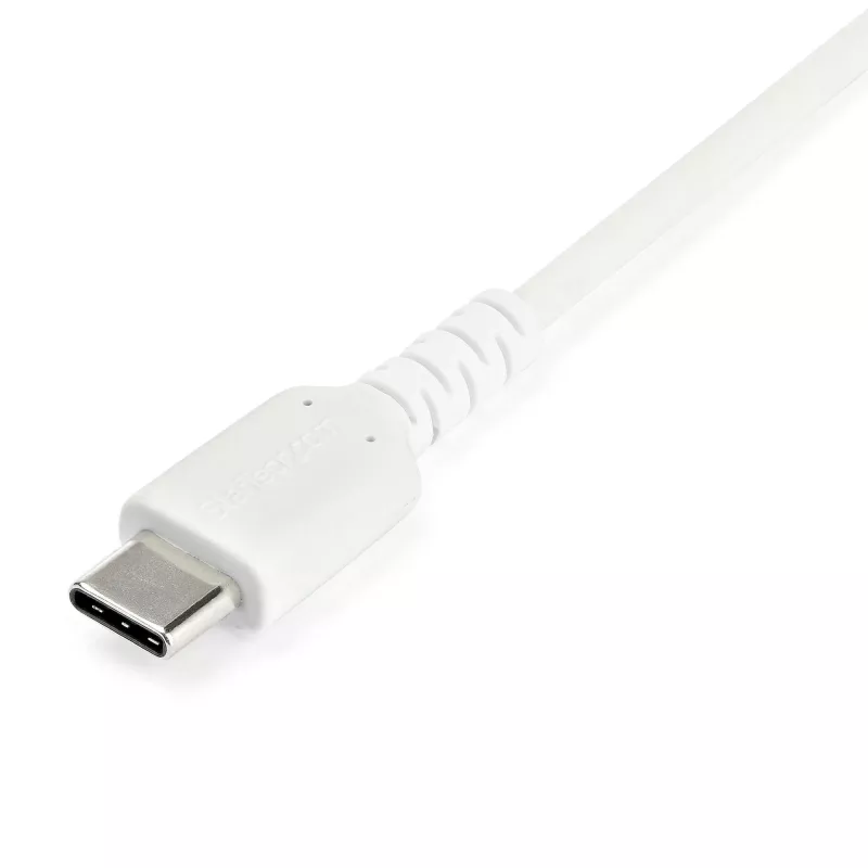 StarTech.com Cable de carga USB-A a USB-C de 2 m – Cable de datos USB 2.0 a USB Type-C resistente de carga rápida y sincronización – Funda TPE duradera fibra de aramida M/M 3A Blanco – Samsung S10, iPad Pro, Pixel