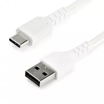 StarTech.com Cable de carga USB-A a USB-C de 1 m – Cable resistente de carga rápida y sincronización USB 2.0 a USB Type-C – Funda TPE resistente con fibra de aramida M/M 3A Blanco – Samsung S10, iPad Pro, Pixel