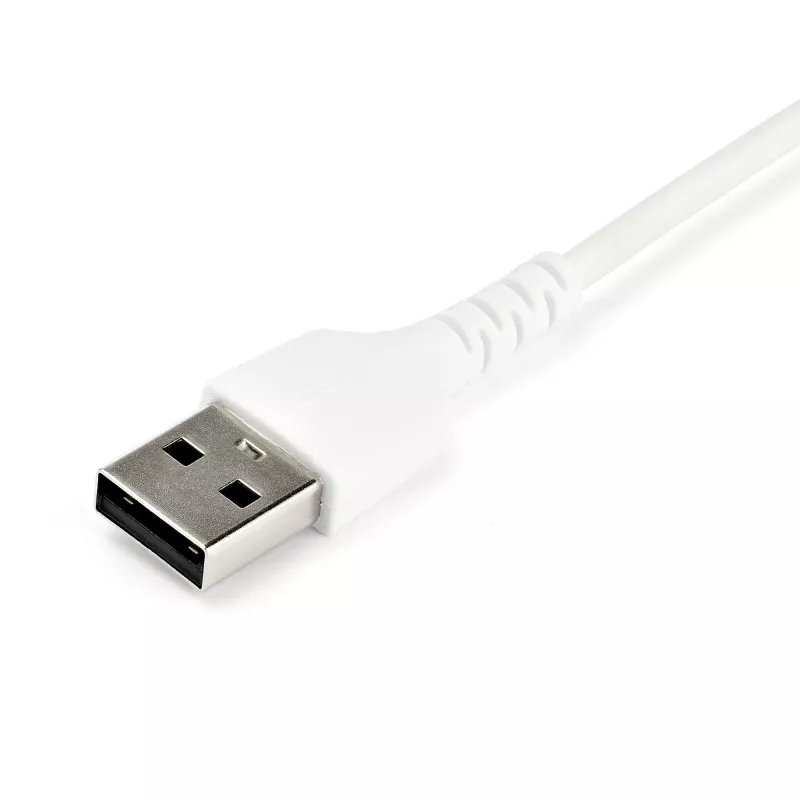 StarTech.com Cable de carga USB-A a USB-C de 1 m – Cable resistente de carga rápida y sincronización USB 2.0 a USB Type-C – Funda TPE resistente con fibra de aramida M/M 3A Blanco – Samsung S10, iPad Pro, Pixel