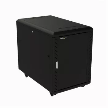 StarTech.com Rack de servidor de 4 postes 15U, armario de datos de 19 pulgadas con cerradura para equipos informáticos / AV / IT, rack de red para oficina / hogar con ruedas y guías de montaje ajustables