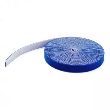 StarTech.com Rollo de cinta de velcro de 7,6 m – bridas recortables reutilizables – cinta industrial de fijación de cables para procesamiento a granel / envolturas de tela ajustables azul / bandas de gestión de cables autoadhesivas reutilizables