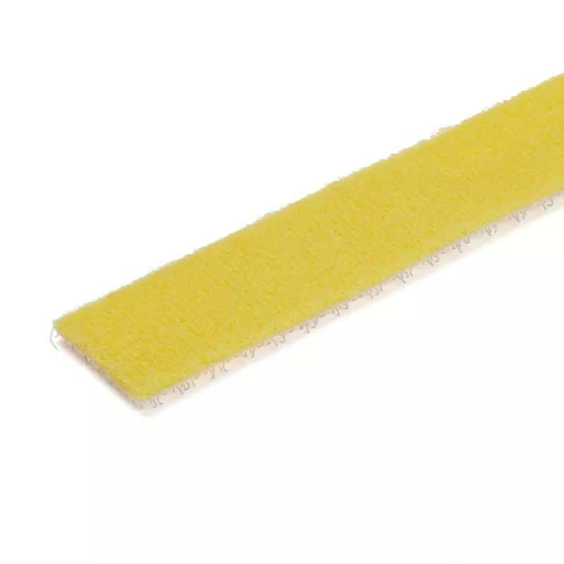 StarTech.com rollo de cinta de velcro de 15,2 m - bridas reutilizables cortables - rollo industrial de cinta de fijación de cables / envolturas textiles ajustables amarillas / cintas de gestión de cables autoadhesivas reutilizables
