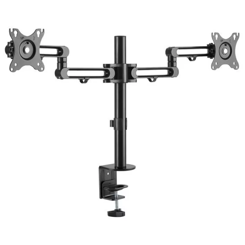 StarTech.com soporte de mesa para doble monitor - brazo de monitor con abrazadera de mesa compatible con VESA para pantallas de hasta 32 pulgadas - brazo de monitor articulado ergonómico - ajustable en altura/inclinación/giro/rotación