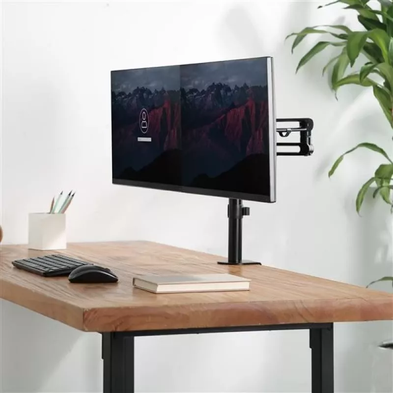 StarTech.com soporte de mesa para doble monitor - brazo de monitor con abrazadera de mesa compatible con VESA para pantallas de hasta 32 pulgadas - brazo de monitor articulado ergonómico - ajustable en altura/inclinación/giro/rotación