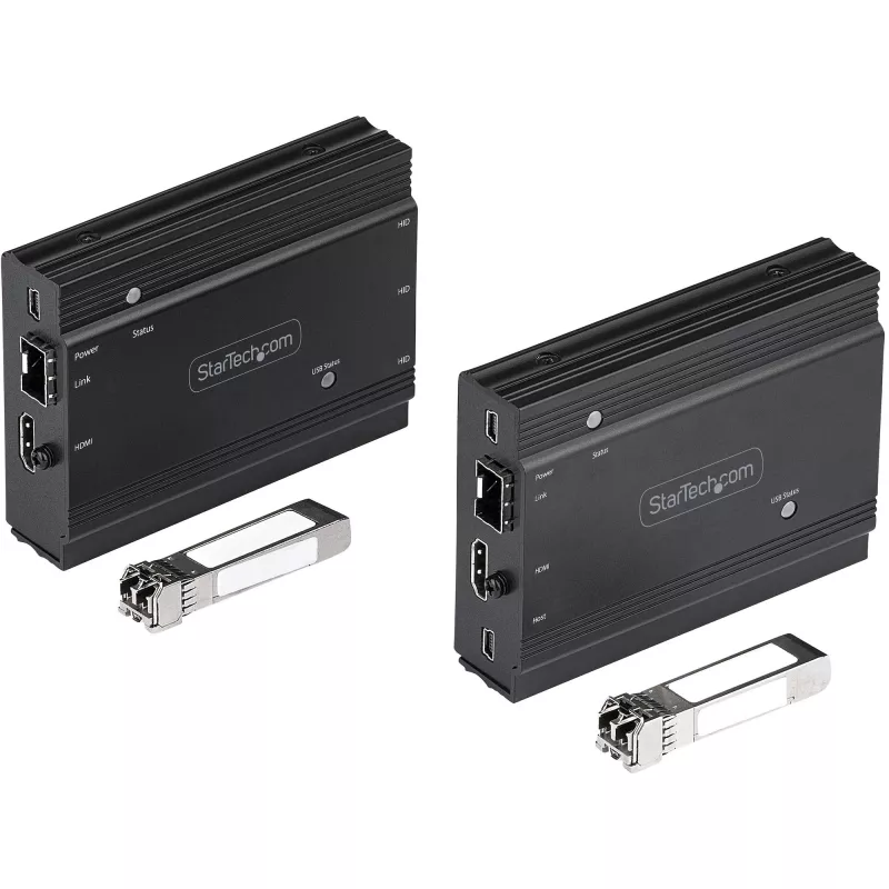 StarTech.com extensor KVM HDMI 4K sobre fibra - conmutador/extensor KVM remoto de vídeo HDMI y USB - hasta 984ft/300m (multimodo) - 2 módulos SFP+ 10G MMF - kit de extensión KVM (TX/RX)
