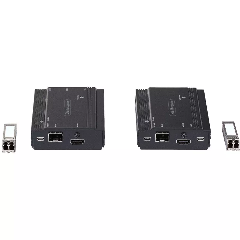 StarTech.com extensor KVM HDMI 4K sobre fibra - conmutador/extensor KVM remoto de vídeo HDMI y USB - hasta 984ft/300m (multimodo) - 2 módulos SFP+ 10G MMF - kit de extensión KVM (TX/RX)