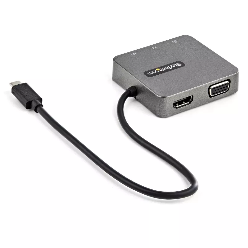 StarTech.com adaptador multipuerto USB-C - mini dock USB 3.1 Gen 2 Type-C - USB-C a vídeo HDMI 4K o VGA 1080p - USB-A USB-C 10 Gbit/s, GbE - dock portátil de viaje para portátil - compatible con Thunderbolt 3