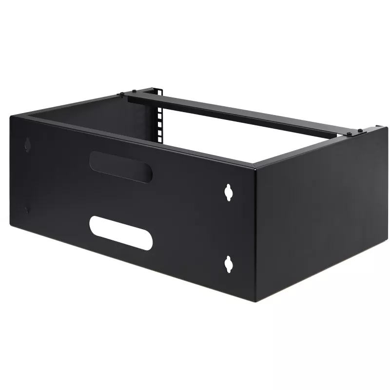 StarTech.com rack de red de pared 4U - 14 pulgadas de profundidad (perfil plano) - soporte para panel de parcheo de 19 pulgadas para servidores planos y equipos de IT, conmutadores de red - capacidad de carga 20 kg, negro