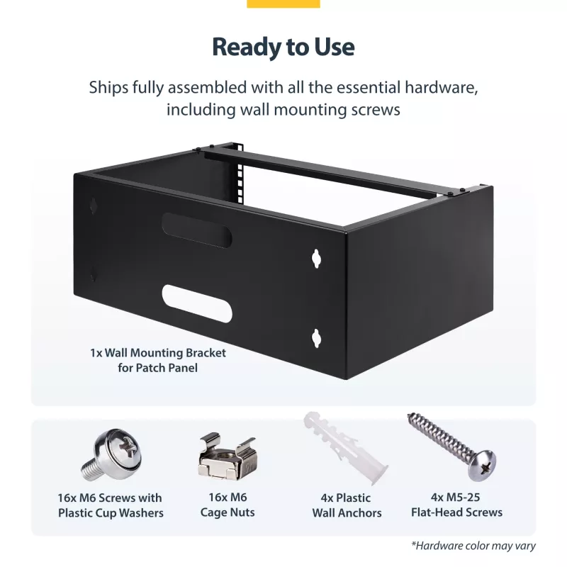 StarTech.com rack de red de pared 4U - 14 pulgadas de profundidad (perfil plano) - soporte para panel de parcheo de 19 pulgadas para servidores planos y equipos de IT, conmutadores de red - capacidad de carga 20 kg, negro