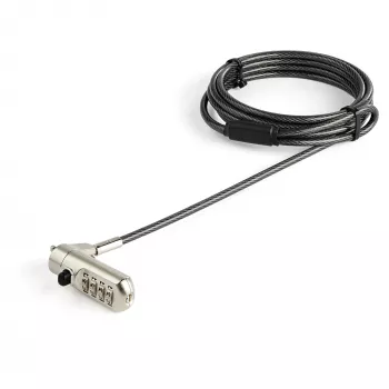 StarTech.com candado de cable para portátil de 2 m - candado de seguridad de combinación de 4 dígitos compatible con ranura Nano - candado de cable de acero con revestimiento de vinilo antirrobo serializado para ordenadores/dispositivos con ranura Nano