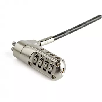StarTech.com candado de cable para portátil de 2 m - candado de seguridad de combinación de 4 dígitos compatible con ranura Nano - candado de cable de acero con revestimiento de vinilo antirrobo serializado para ordenadores/dispositivos con ranura Nano