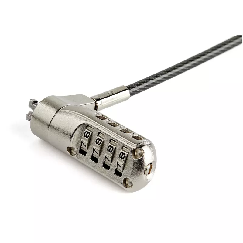 StarTech.com candado de cable para portátil de 2 m - candado de seguridad de combinación de 4 dígitos compatible con ranura Nano - candado de cable de acero con revestimiento de vinilo antirrobo serializado para ordenadores/dispositivos con ranura Nano