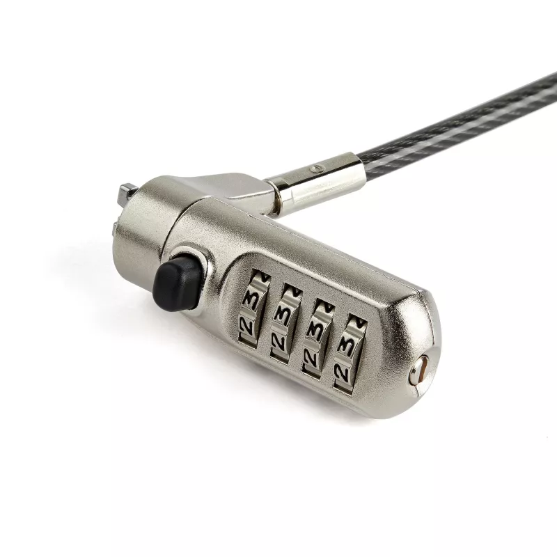 StarTech.com candado de cable para portátil de 2 m - candado de seguridad de combinación de 4 dígitos compatible con ranura Nano - candado de cable de acero con revestimiento de vinilo antirrobo serializado para ordenadores/dispositivos con ranura Nano