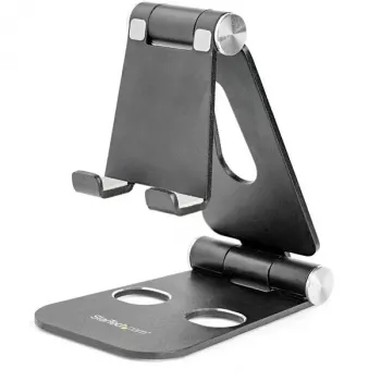 StarTech.com soporte para teléfono y tablet - soporte universal plegable para dispositivos móviles para smartphones y tablets - soporte ergonómico ajustable para móvil con múltiples ángulos para escritorio - portátil - negro