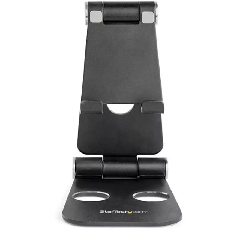 StarTech.com soporte para teléfono y tablet - soporte universal plegable para dispositivos móviles para smartphones y tablets - soporte ergonómico ajustable para móvil con múltiples ángulos para escritorio - portátil - negro