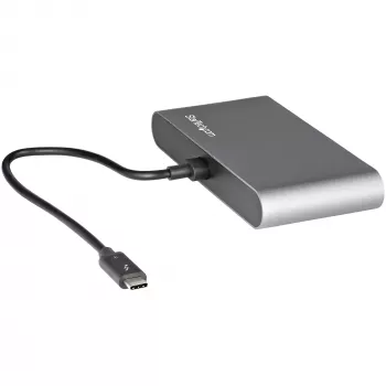 StarTech.com mini dock Thunderbolt para doble monitor, HDMI 4K 60Hz, hub sin controladores para Windows y Mac, Gigabit Ethernet, 1 x USB 5Gbps y 1x USB 2.0, cable de 28 cm