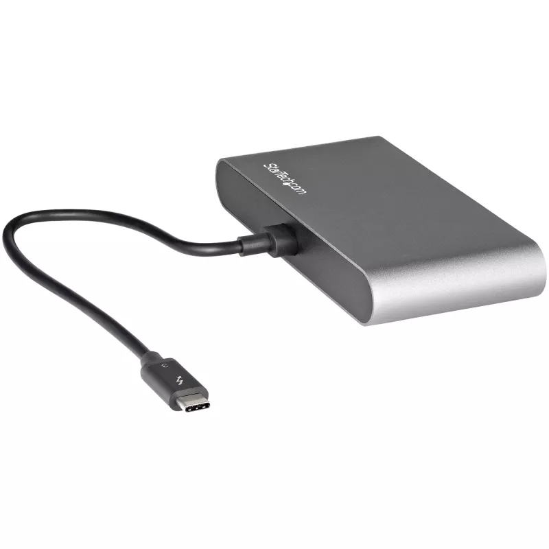 StarTech.com mini dock Thunderbolt para doble monitor, HDMI 4K 60Hz, hub sin controladores para Windows y Mac, Gigabit Ethernet, 1 x USB 5Gbps y 1x USB 2.0, cable de 28 cm