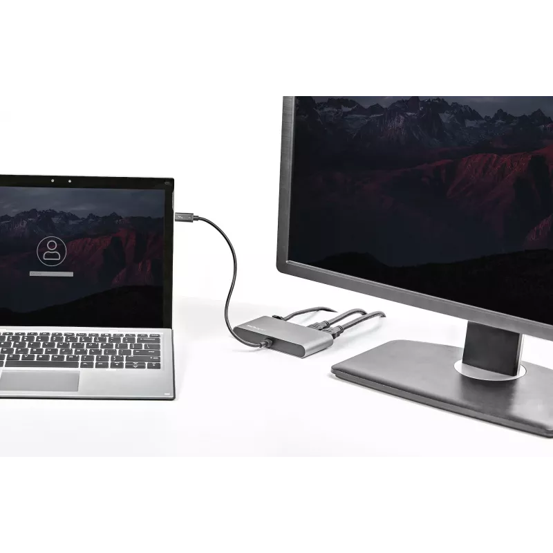 StarTech.com mini dock Thunderbolt para doble monitor, HDMI 4K 60Hz, hub sin controladores para Windows y Mac, Gigabit Ethernet, 1 x USB 5Gbps y 1x USB 2.0, cable de 28 cm