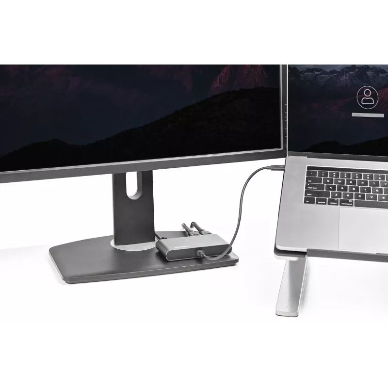 StarTech.com mini dock Thunderbolt para doble monitor, HDMI 4K 60Hz, hub sin controladores para Windows y Mac, Gigabit Ethernet, 1 x USB 5Gbps y 1x USB 2.0, cable de 28 cm